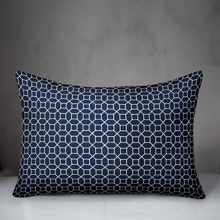 Navy Geometric Hexagon Outdoor Throw Pillow